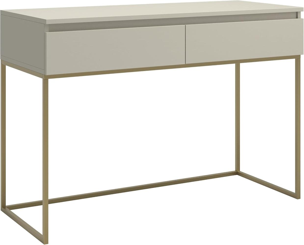 Selsey Bemmi - Schminktisch Schreibtisch, Graubeige mit goldenem Metallgestell, 120 cm Bild 1