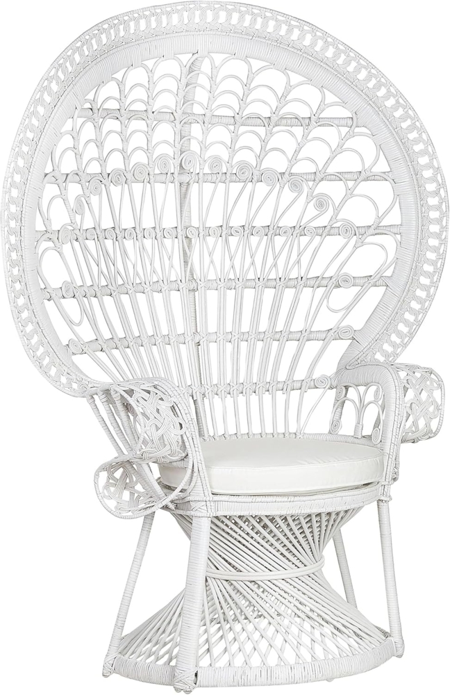 Pfauenstuhl EMMANUELLE Rattan Weiß Bild 1