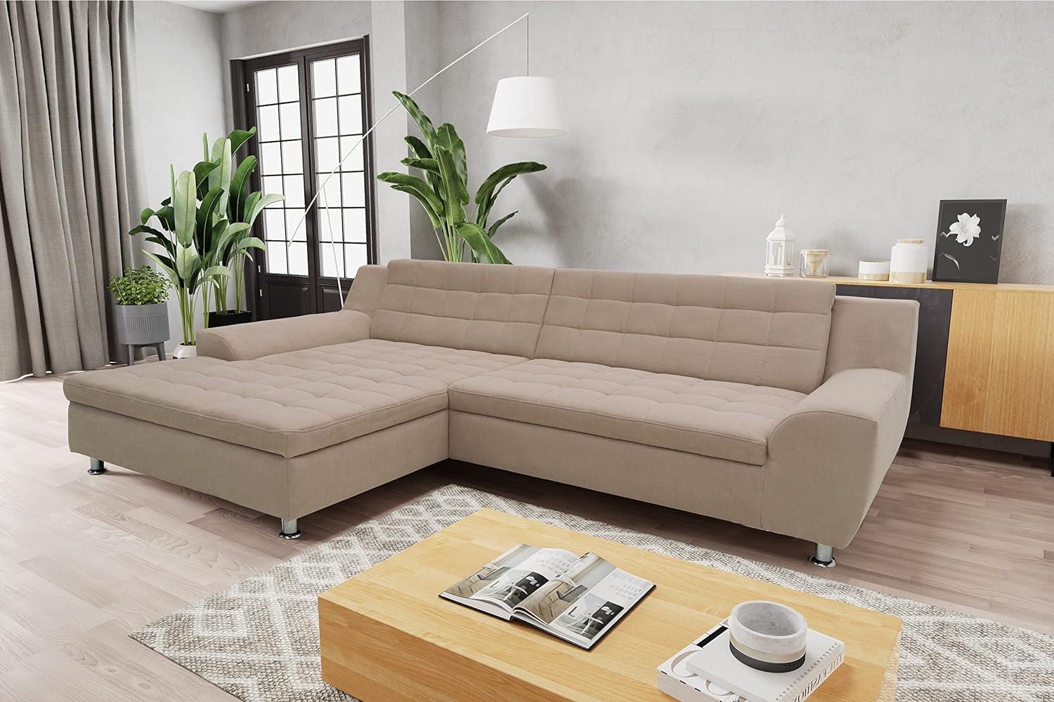 DOMO Collection Merida Ecksofa, Sofa mit Schlaffunktion in L-Form, Eckcouch, Polstergarnitur in taupe Bild 1