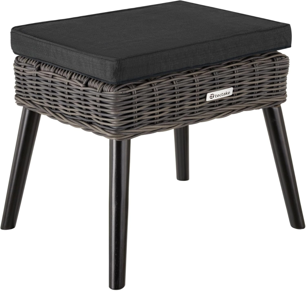 tectake Fußhocker Rattan-Fußbank, natürlich nachempfundenes Geflecht mit Aluminiumgestell Bild 1