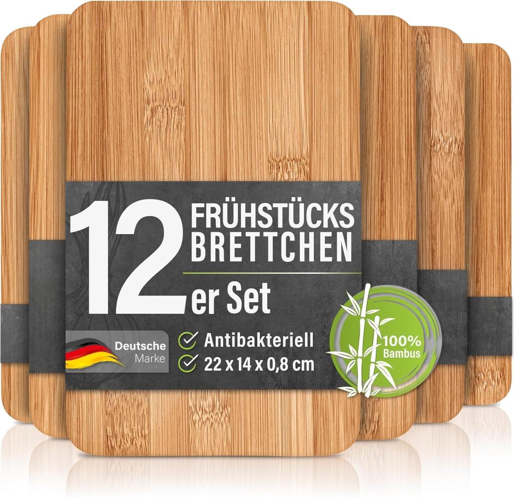 12er-Set Frühstücksbrettchen aus Bambus, 22 x 14 x 0,8 cm Bild 1