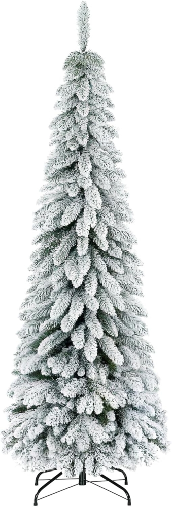 HOMCOM Künstlicher Weihnachtsbaum Künstlicher Weihnachtsbaum, 1,80 m Kunsttanne, mit 523 Zweigen, Tanne, mit Kunstschnee dekoriert Bild 1