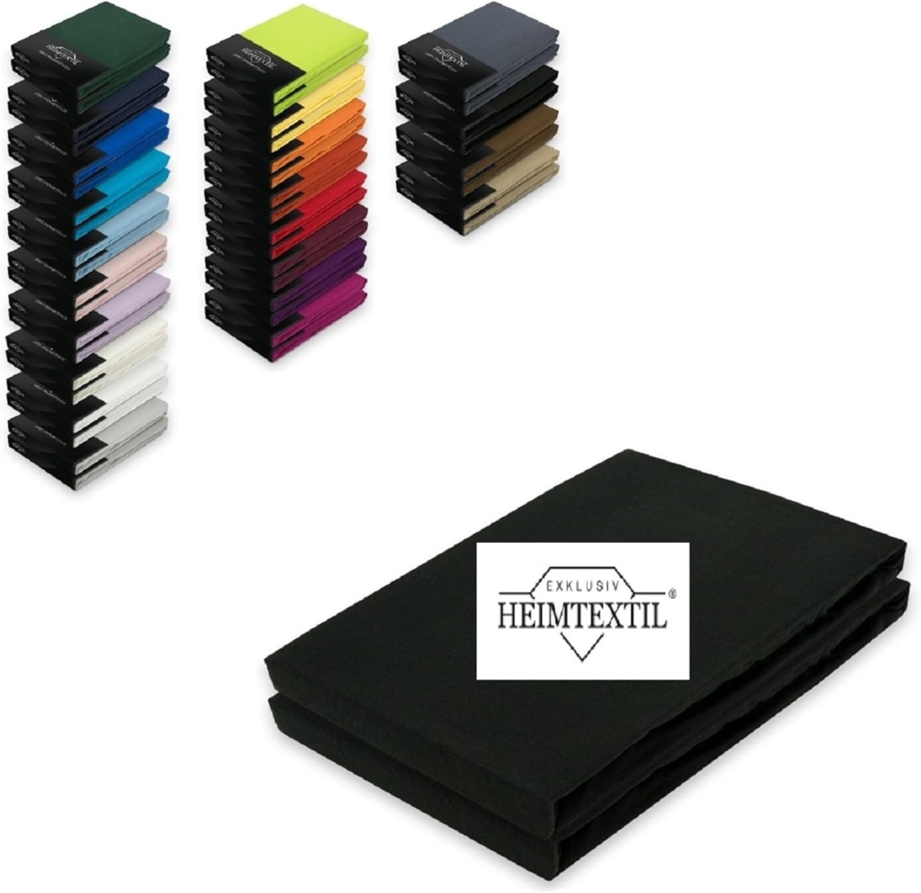 Marke Jersey Spannbettlaken Doppelpack 180 - 200x200 cm Schwarz Bild 1