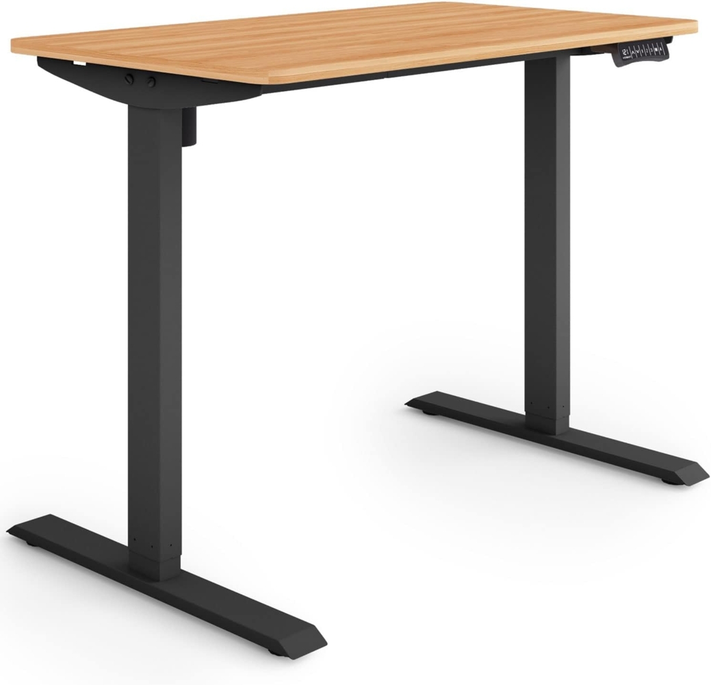 ESMART Germany ETX-121BM 100x60cm Ahorn Dekor Ergonomischer Steh-Sitz-Schreibtisch Stufenlos elektrisch höhenverstellbar 73,5-123,5cm 3X Memory Aktivitätserinnerung Soft-Start/Stopp Schnelle Montage Bild 1