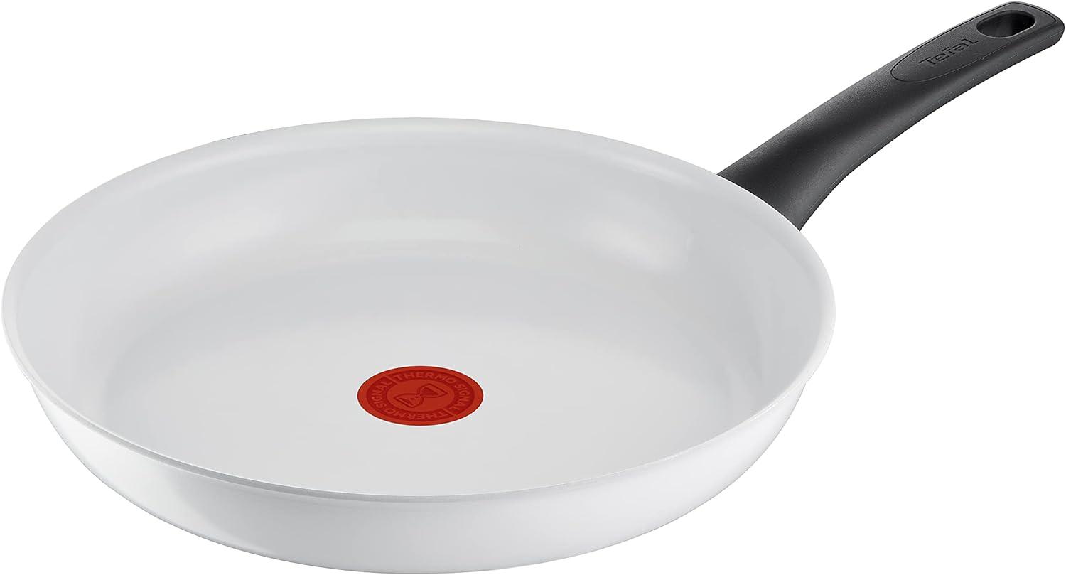 Tefal C41706 Ceramic Control Bratpfanne 28 cm | sichere Keramikversiegelung | Thermo-Signal Temperaturindikator | leichte Reinigung | induktionsgeeignet | Weiß Bild 1