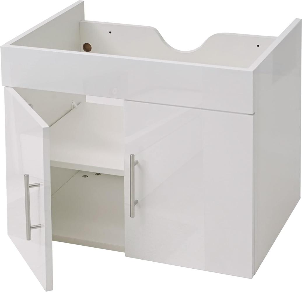 Waschbeckenunterschrank HWC-D16, Waschtischunterschrank Waschtisch Unterschrank Badmöbel, FSC® hochglanz 60cm ~ weiß Bild 1