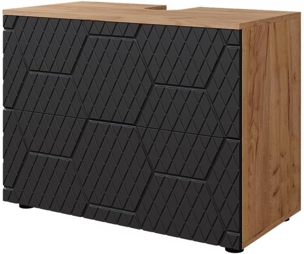 Vicco 'Irma' Waschbeckenunterschrank, Holz, Anthrazit / Natur (Sechseck), 59 x 41 x 80 cm Bild 1