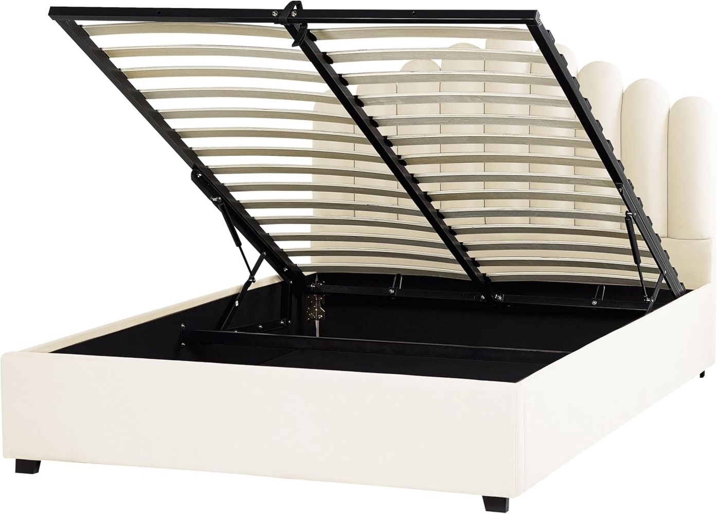 Beliani 'Vincennes' Polsterbett mit Stauraum, Samt, Weiß, 160x200 cm Bild 1