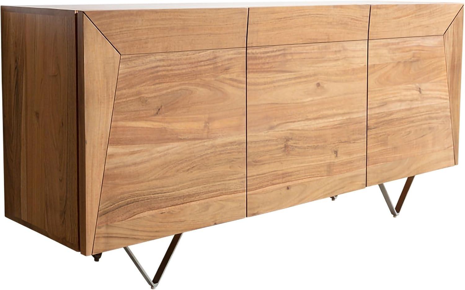 Sideboard Kayu 145x40x70 cm Akazie Natur 3 Türen V-Fuß Bild 1