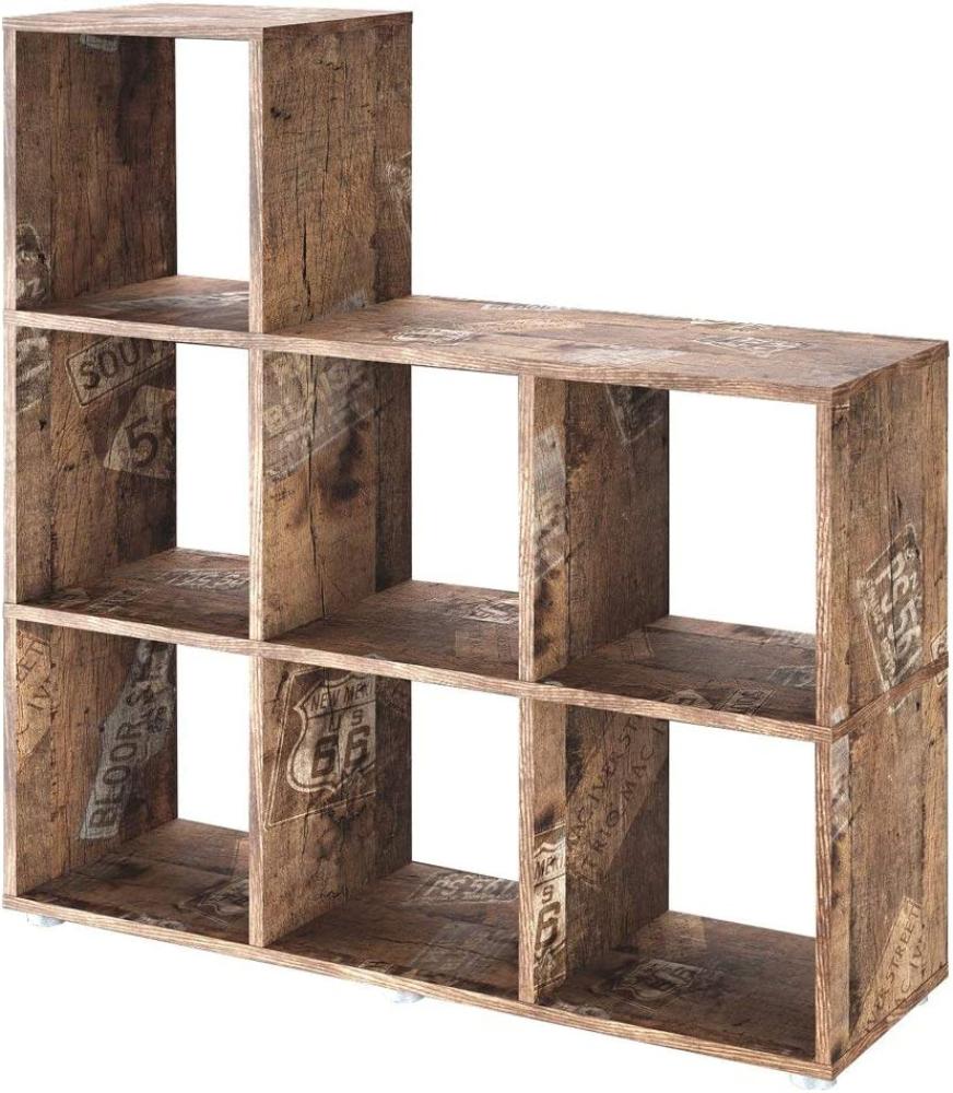 SCHILDMEYER Regal 7 Fächer Raumteiler Bücherregal Cubo 104,3 x 106,3 x 33 cm eiche Bild 1