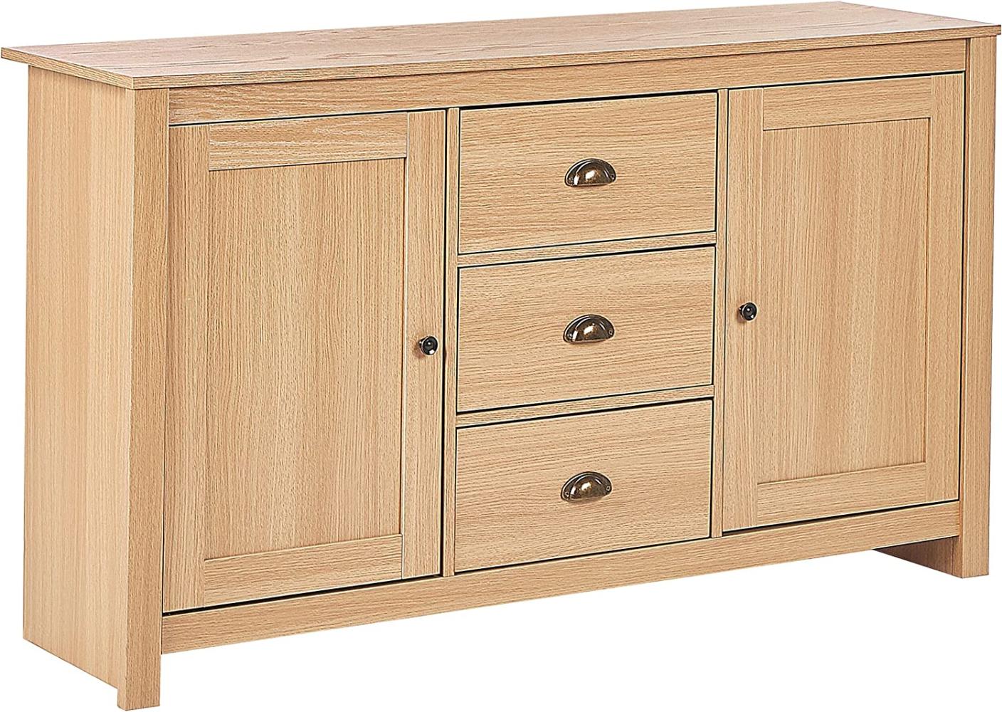 Sideboard heller Holzfarbton 3 Schubladen 2 Türen LANSIN Bild 1