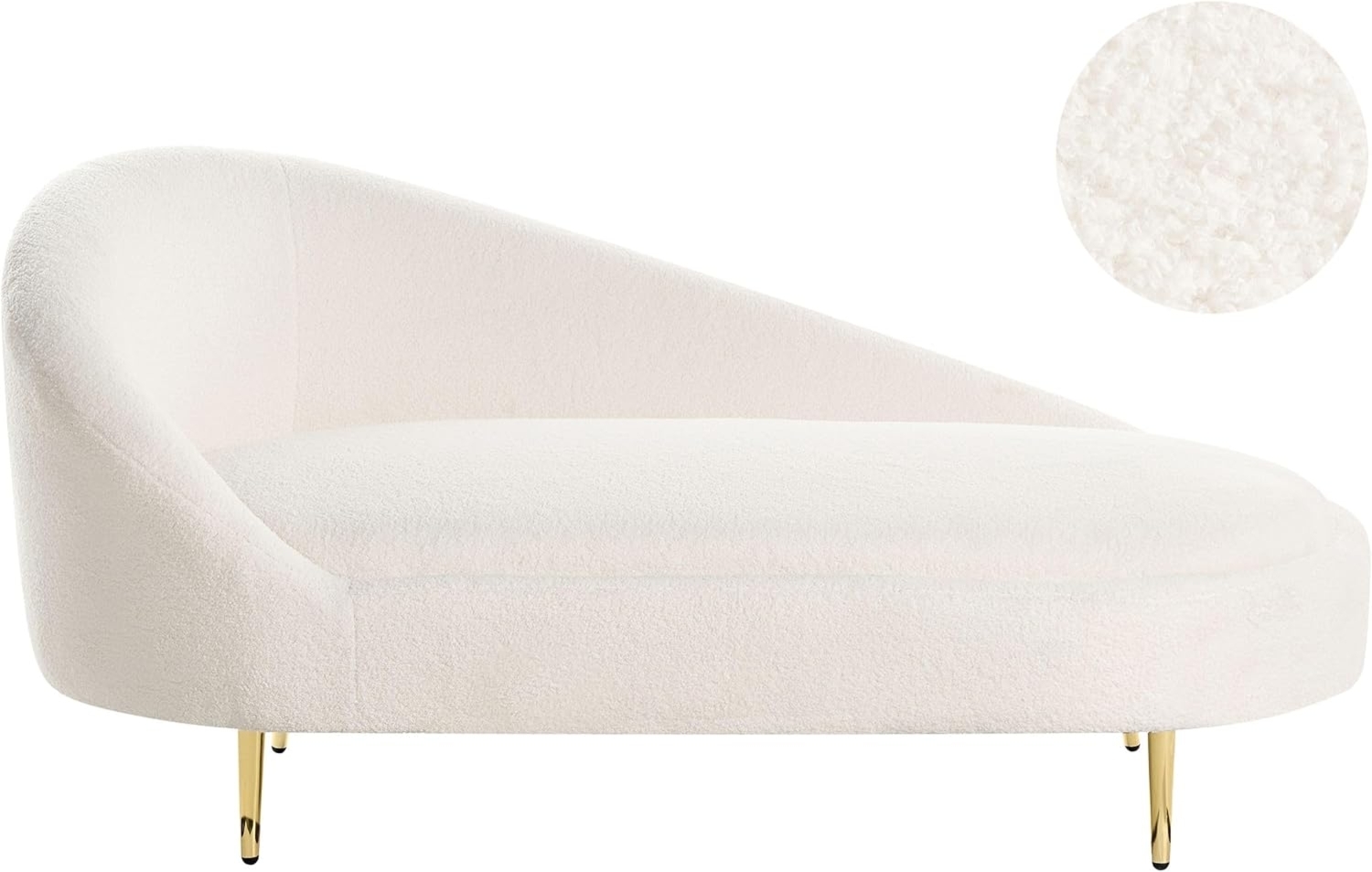 Linksseitige Chaiselounge VALREAS Bouclé Cremeweiß Bild 1