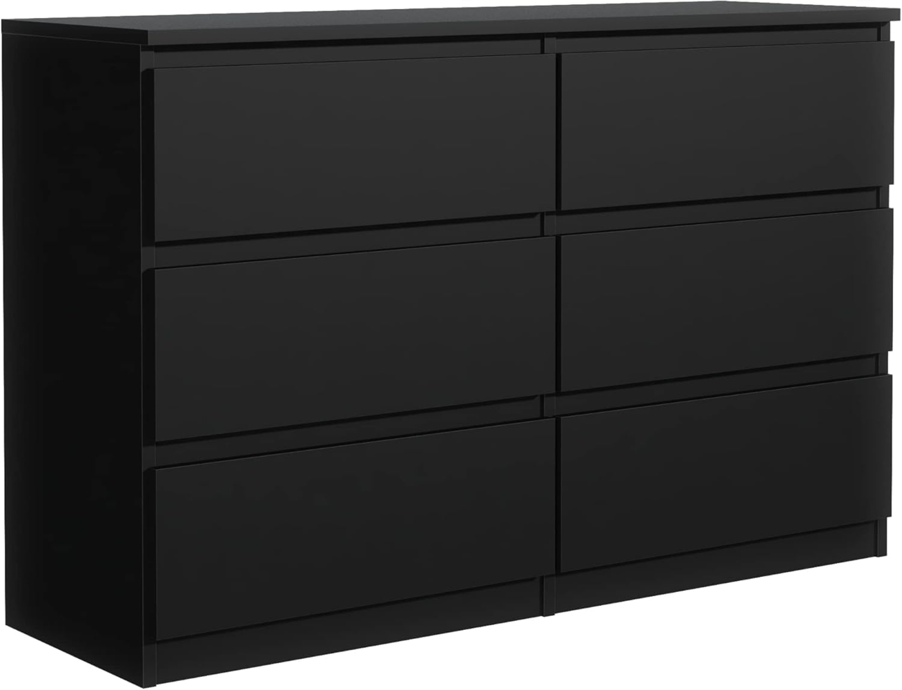 meble masztalerz Kommode Schwarz Matt mit 6 Schubladen 140 cm, Sideboard Wohnzimmer, Kommode Schlafzimmer H: 78,5cm, B: 138,6 cm, T: 39 cm Kommode mit Schubladen, Schubladenschrank Bild 1