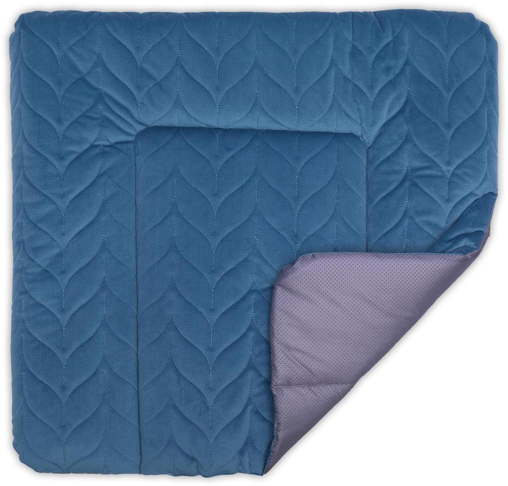 BONKY® Wickelauflage 75x72 cm - aus gestepptem Velvet - Wickelunterlage mit rutschfeste Unterseite - Baby Wickeltischauflage - Mega weich und angenehm - Made in EU - dunkelblau Bild 1