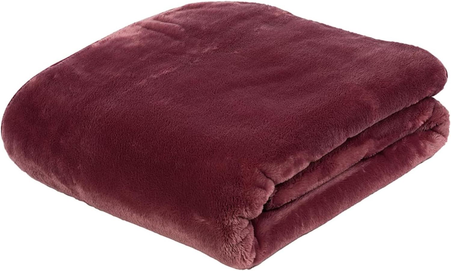 Premium Cashmere Kuscheldecke Tagesdecke Wohndecke 180 x 220 cm,Farbe:beere Bild 1