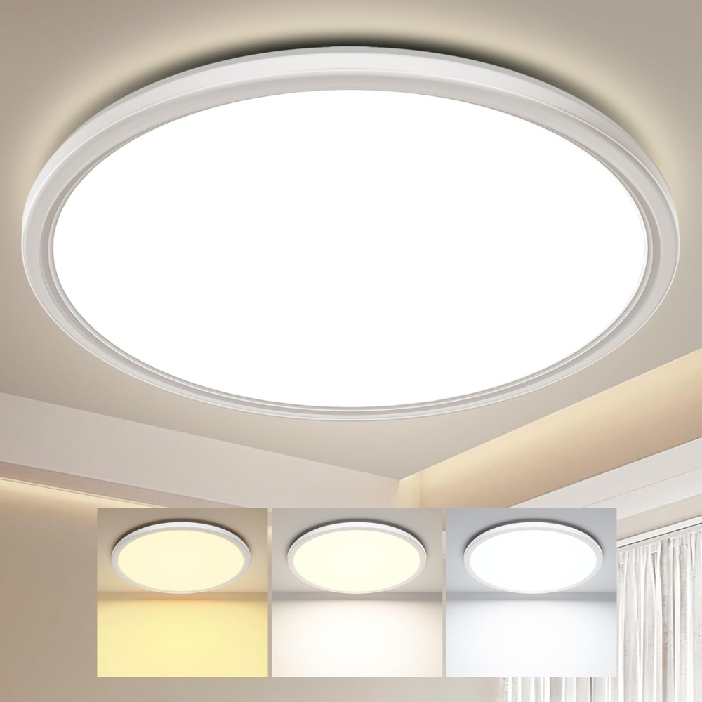 Swoieltr Deckenlampe LED Ultradünne Deckenleuchte mit Fernbedienung Dimmbar (3000K-6500K), 24W 2800LM, IP44 | Ø30cm (2,4cm) | Küchenlampe, Deckenleuchten Für Wohnzimmer, Schlafzimmer, Badezimmer Bild 1