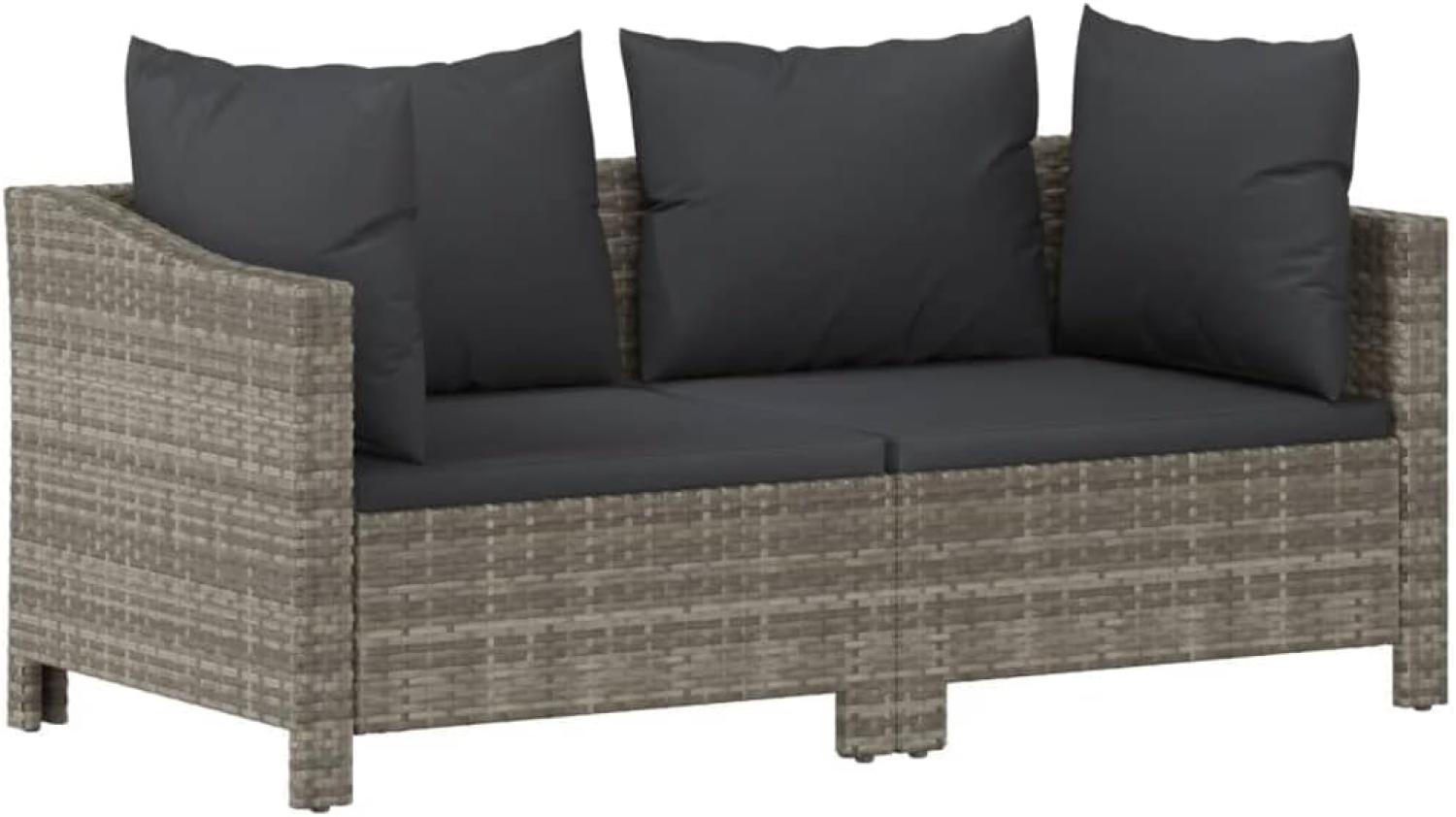 vidaXL 2-tlg. Garten-Lounge-Set mit Kissen Grau Poly Rattan 362684 Bild 1