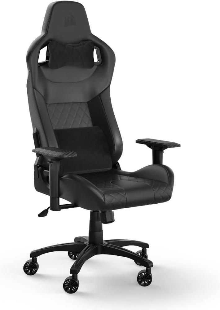 Corsair T1 RACE (2023) Fauteuil Gaming – Inspiré des Sports Automobiles – Revêtement en cuir synt – Armature en Acier – Accoudoirs 4D Hautement Ajustables – Noir Bild 1