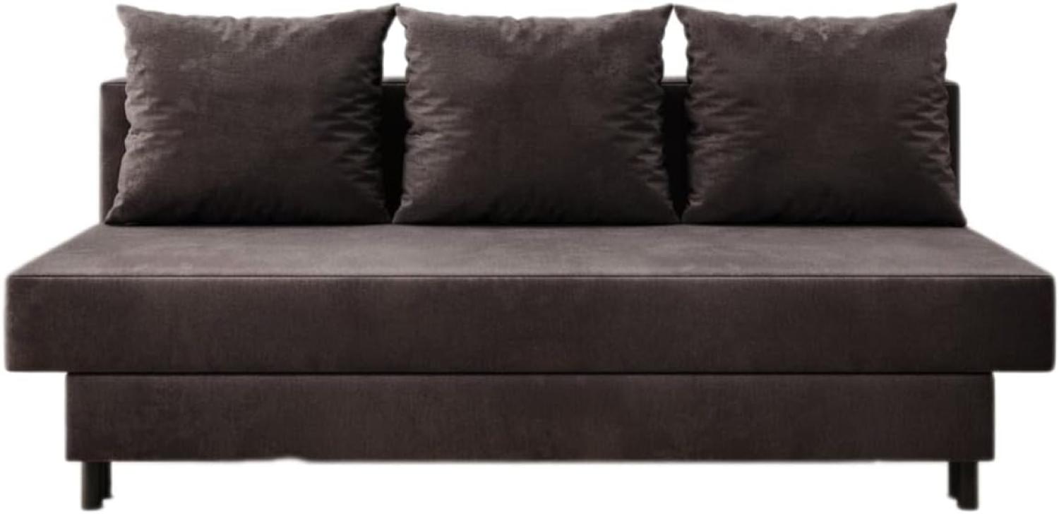 Designer Sofa Lino mit Schlaffunktion Samt Dunkelbraun Bild 1