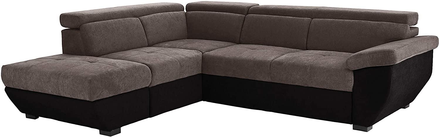 Mivano Schlafsofa Speedway / Moderne Eckcouch mit Bettfunktion, Stauraum und verstellbaren Kopfstützen / 262 x 79 x 224 / Zweifarbiger Bezug, grey/black Bild 1