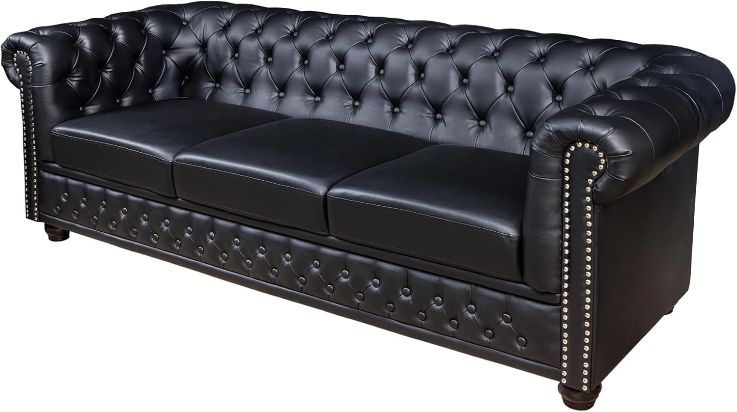 riess-ambiente 3-Sitzer CHESTERFIELD 205cm schwarz, Einzelartikel 1 Teile, Wohnzimmer · Sofa · Kunstleder · Holz · Federkern · Design Bild 1