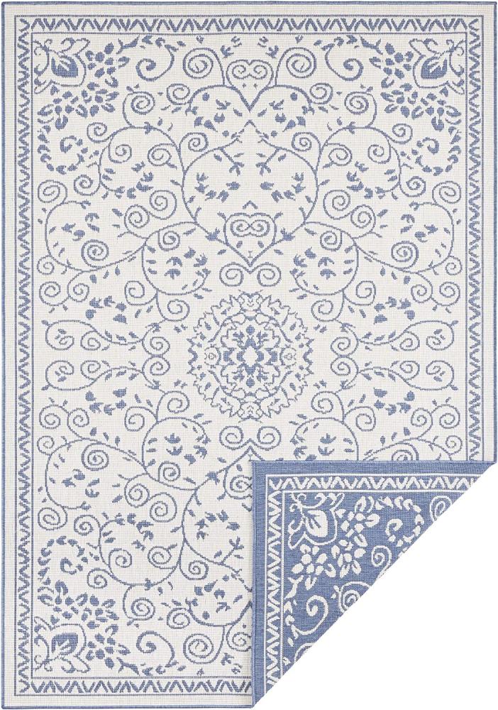 In- & Outdoor Wendeteppich Leyte Blau Creme - 120x170x0,5cm Bild 1