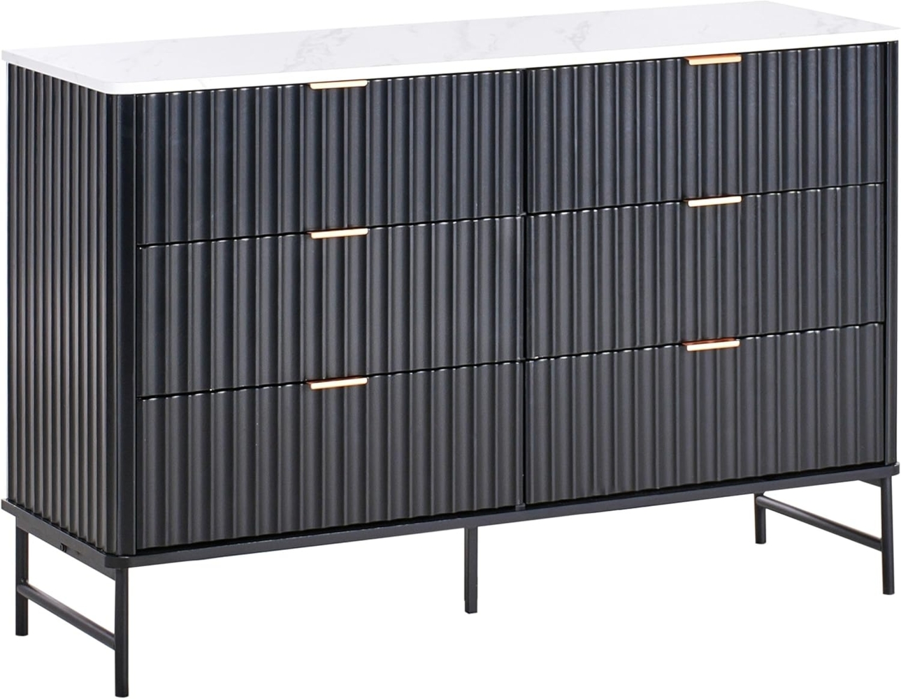 Kommode mit 6 Schubladen GLASTONBURY Marmor Optik Schwarz Bild 1
