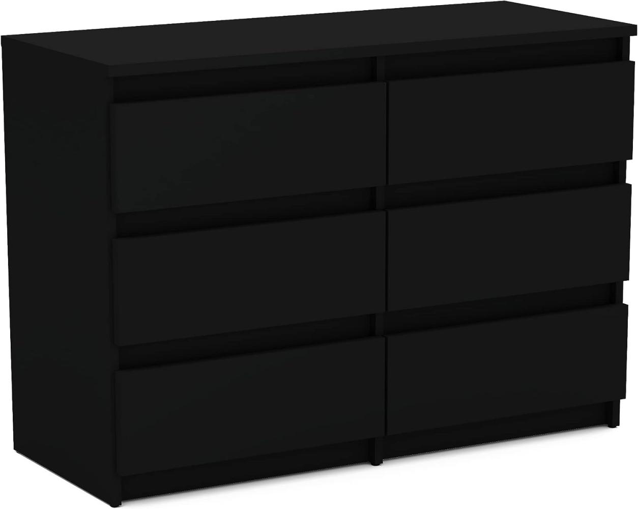MRBLS Kommode mit 6 Schubladen Sideboard Schubladenschrank Kleiderschrank Modern Möbel mit Schubladen für Ihr Schlafzimmer (Schwarz Matt) – 100 x 33,5 x 70 cm (B/H/T) Bild 1