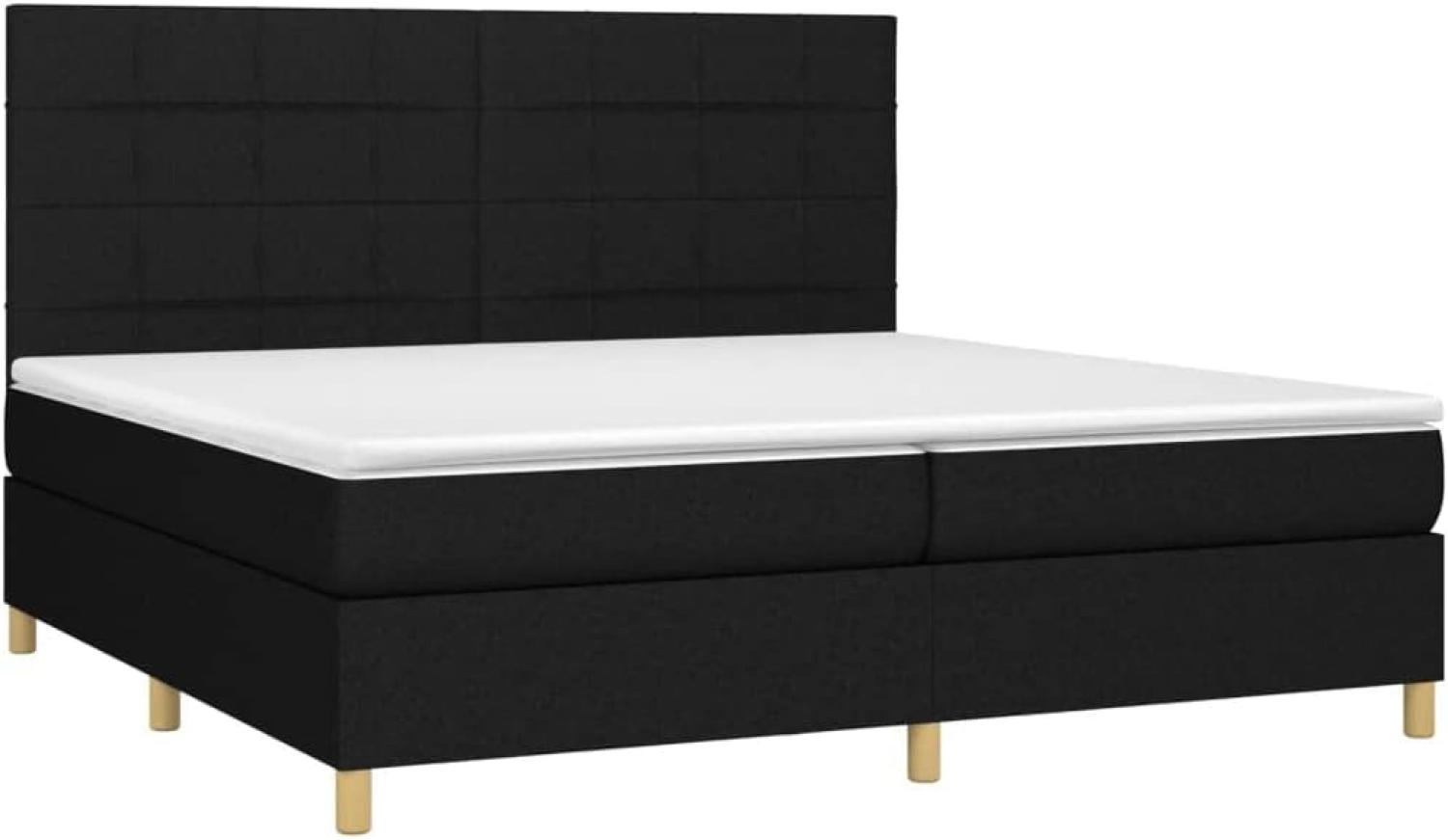 vidaXL Boxspringbett mit Matratze Schwarz 200x200 cm Stoff, Härtegrad: H2 [3142363] Bild 1