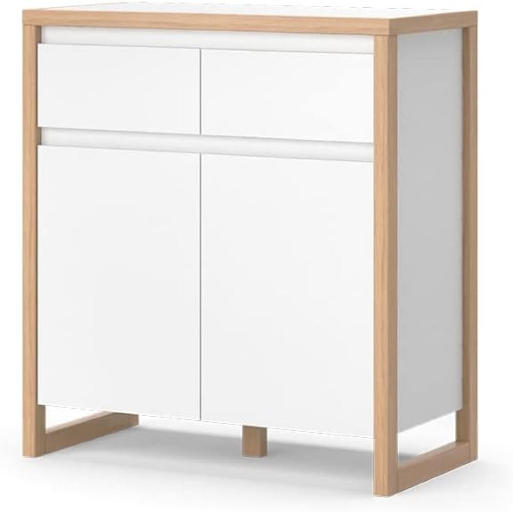 Vicco Kommode Davos 78x86 cm, Weiß, Wohnzimmerschrank mit Schublade & 2 Türen Bild 1