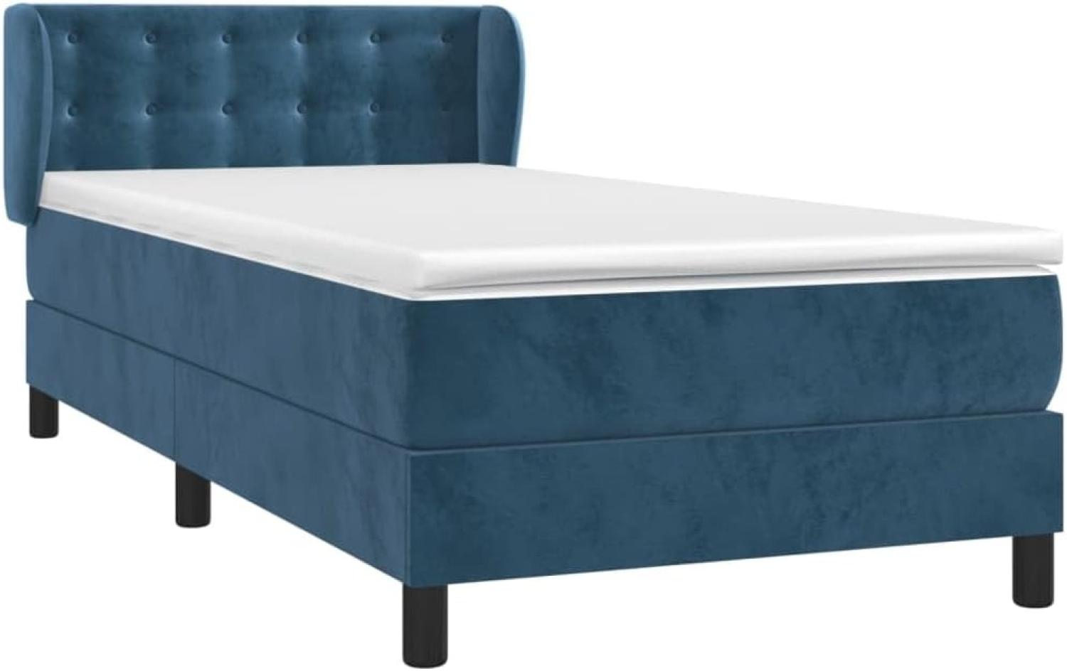 vidaXL Boxspringbett mit Matratze Dunkelblau 90x190 cm Samt 3127707 Bild 1