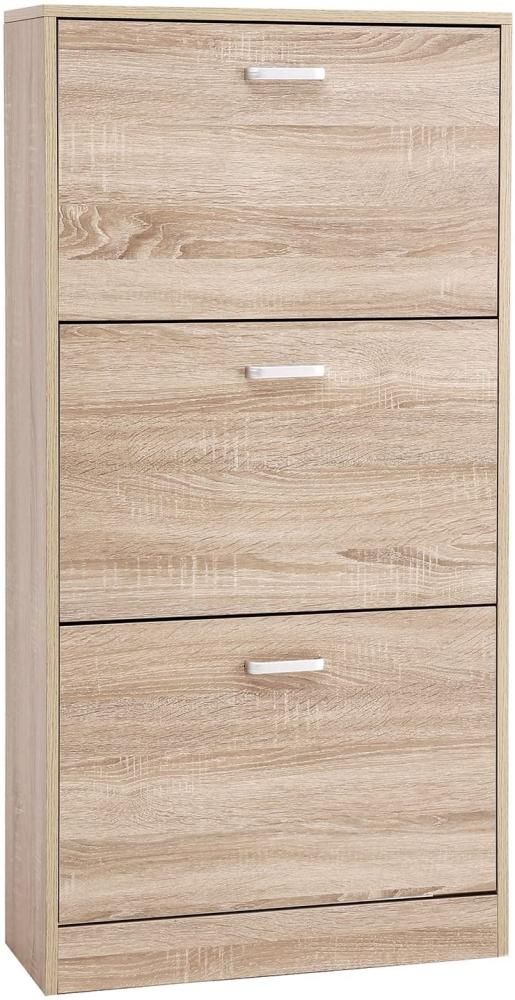 Vasagle Schuhschrank mit 3 Klappen Schuhregal mit 3 Ebenen 60 x 24 x 120 cm (L x B x H) Eichen-Optik von Songmics LBC03NL Bild 1