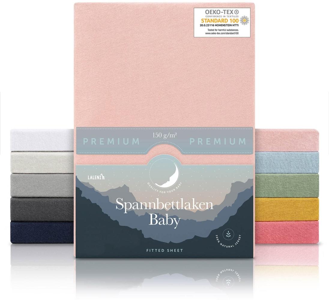 Laleni 2er-Set Premium Spannbettlaken für Beistellbett 50x89 cm - Oeko-Tex Zertifiziert, 100% Baumwolle, atmungsaktives Spannbetttuch Jersey Baby, 150 g/m², Rosa Bild 1