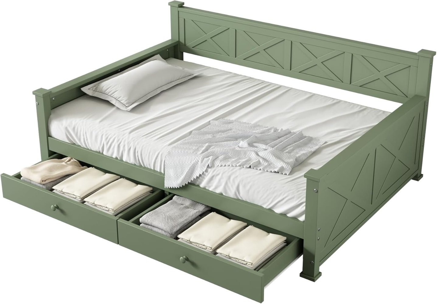 SOFTWEARY Jugendbett mit Lattenrost und Schubladen (90x200 cm), Einzelbett, Massivholzbett Bild 1