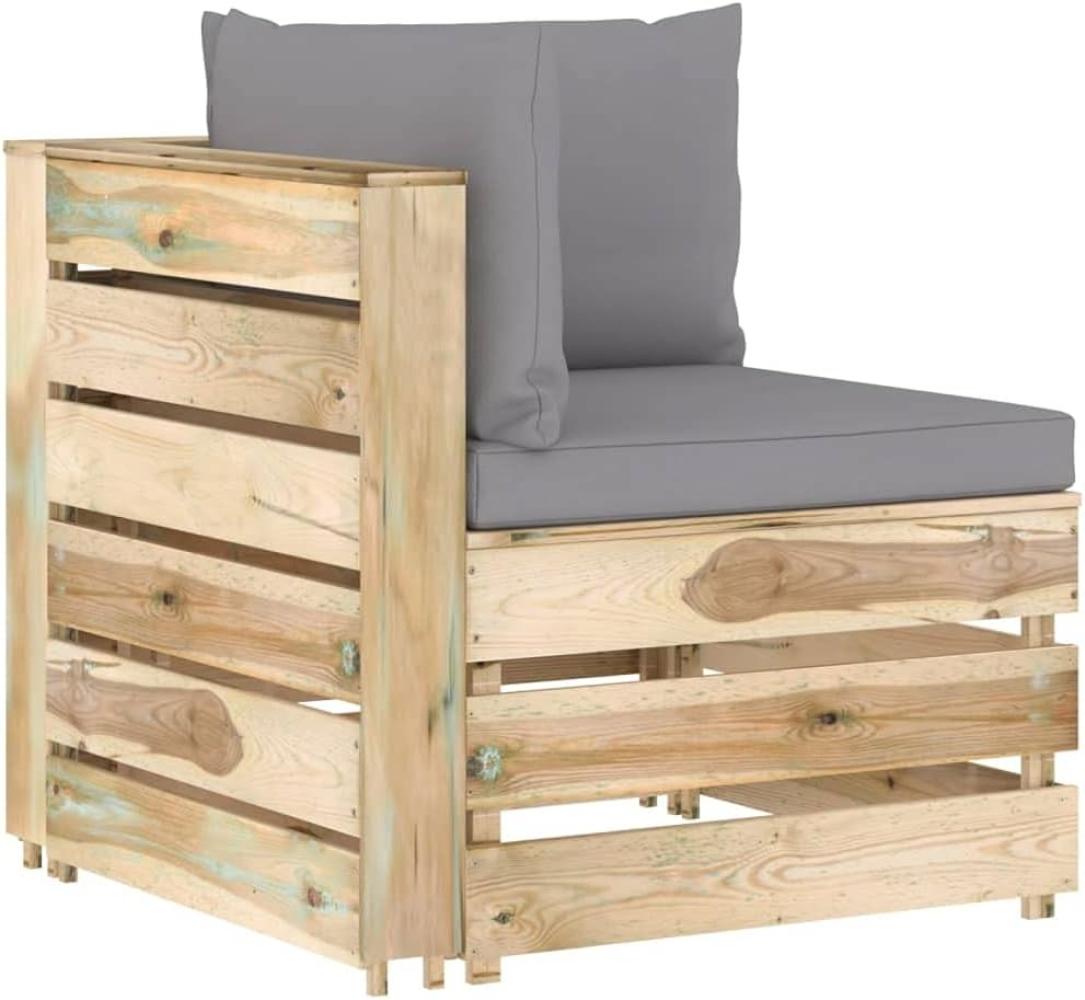 Modulares Ecksofa mit Kissen Grün Imprägniertes Holz Bild 1