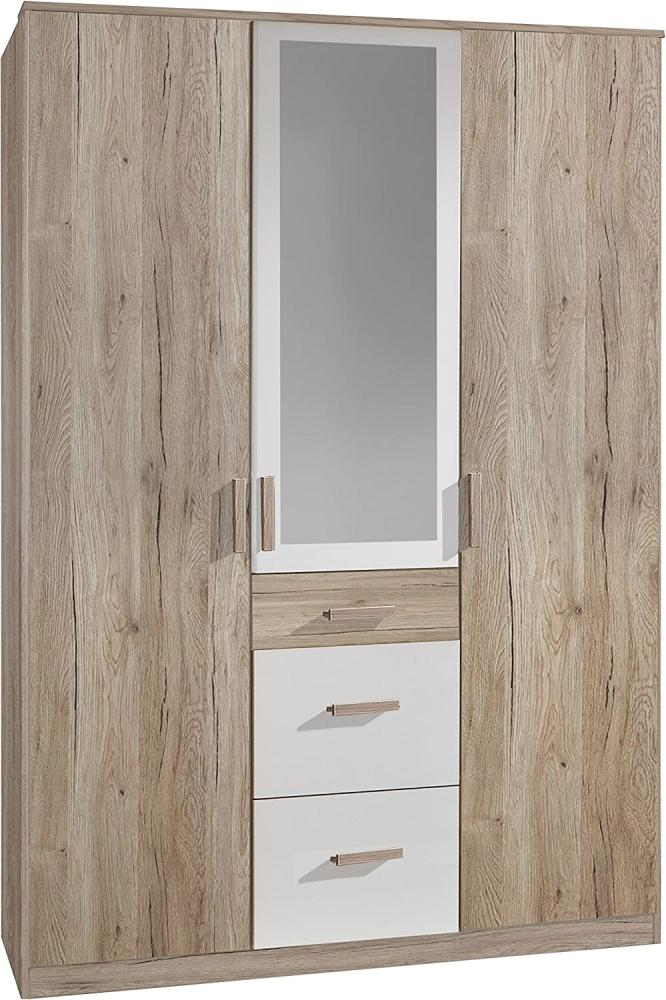 Wimex Kleiderschrank/ Drehtürenschrank Cariba, (B/H/T) 135 x 199 x 58 cm, San Remo-Eiche/ Absetzung Weiß Bild 1