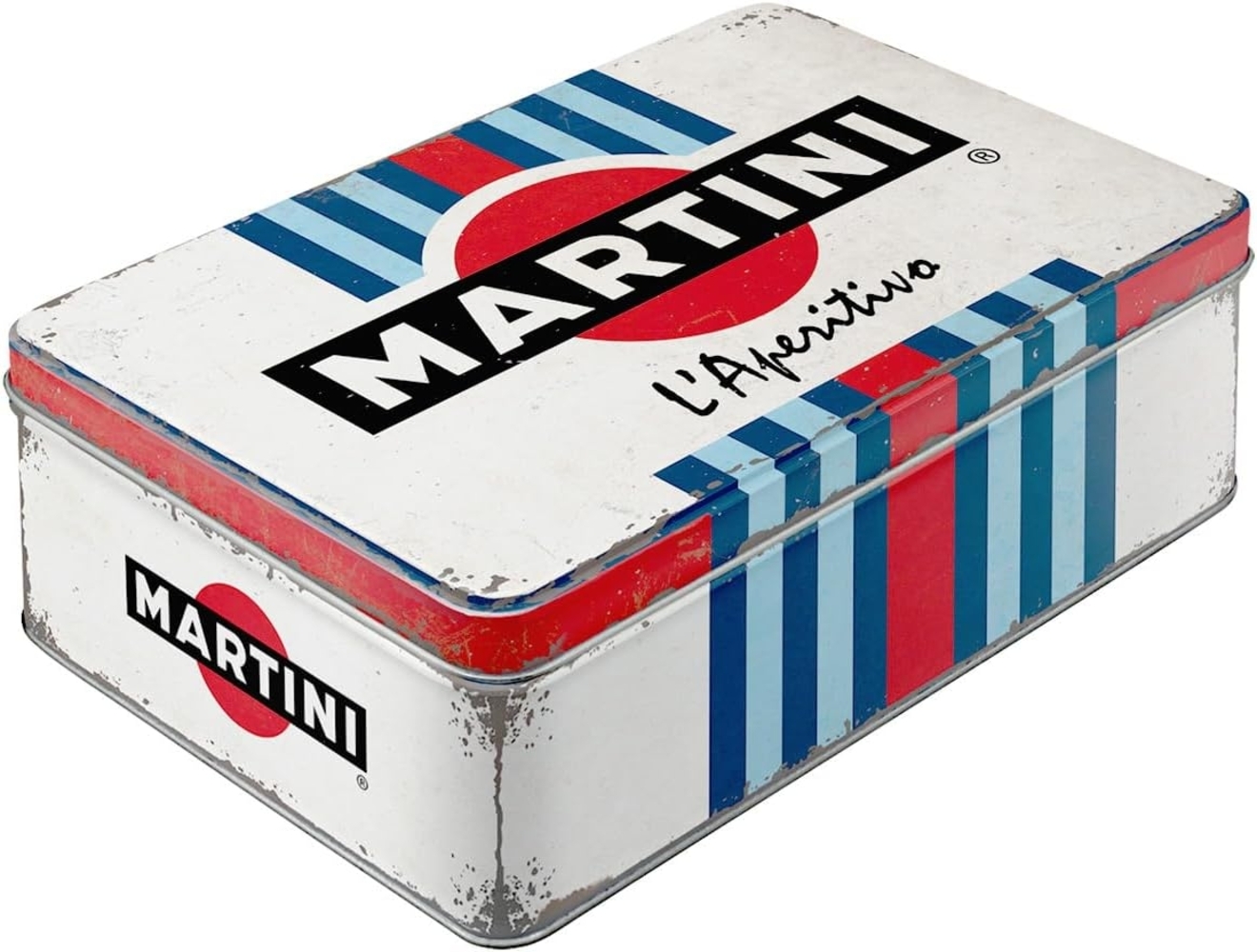 Nostalgic-Art Keksdose Vorratsdose Flach - Martini - L'Aperitivo Racing Stripes Bild 1