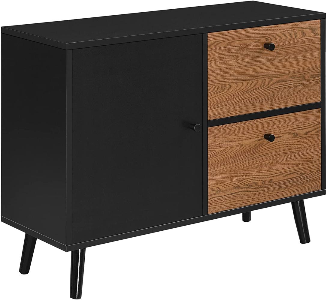 Sideboard Gislaved 80x30x62,5cm Schwarz/Dunkler Holzton en. casa Bild 1