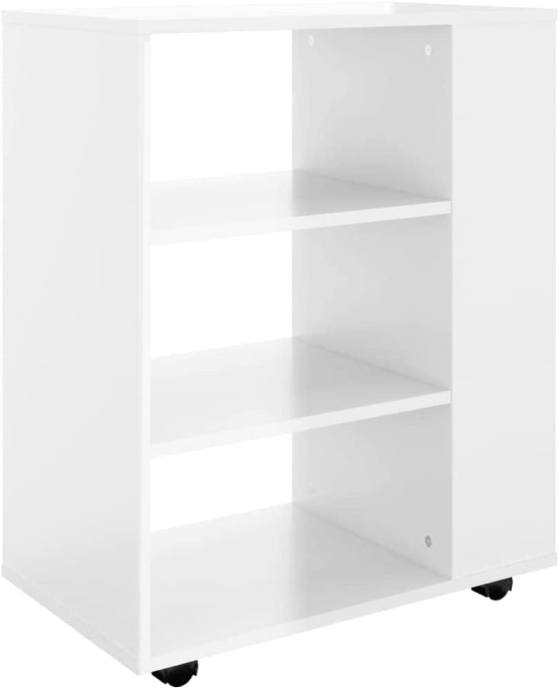 vidaXL Rollschrank mit Fächern Rollcontainer Büroschrank Aktenschrank Bürocontainer Schrank Büro Druckerschrank Hochglanz-Weiß 60x35x75cm Spanplatte Bild 1