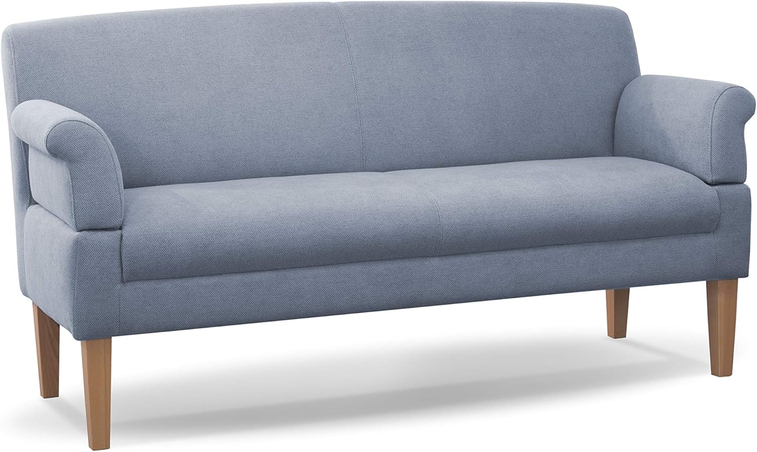 CAVADORE 3-Sitzer Küchensofa Malm, Sitzbank für Küche oder Esszimmer inkl. Armteilverstellung, Leichte Fleckenentfernung dank Soft Clean, 182 x 97 x 78, Flachgewebe: hellblau Bild 1