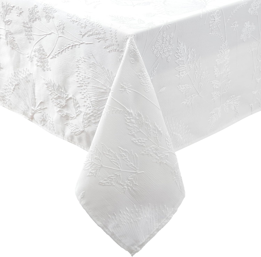 Laura Ashley Tischdecke, Bestickt, Jacquard-Stoff, knitterfrei, für Esszimmer, Urlaub, Party, Hochzeit oder Bankett, 152,4x213,4 cm, Cynthia White Bild 1
