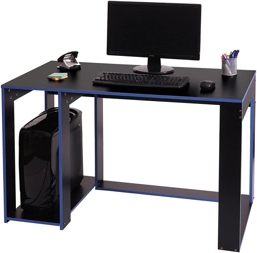 Schreibtisch HWC-J26, Computertisch Bürotisch, 120x60x76cm ~ schwarz-blau Bild 1