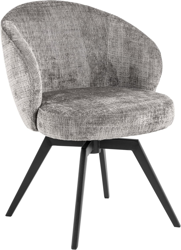 AC Design Furniture Signe Esszimmerstuhl mit Armlehne, Juto Stoff grau, Gestell matt schwarz rau pulverbeschichtet Stahl, Auto rückführung, drehfunktion, Reissverschluss und taschenfedern Bild 1