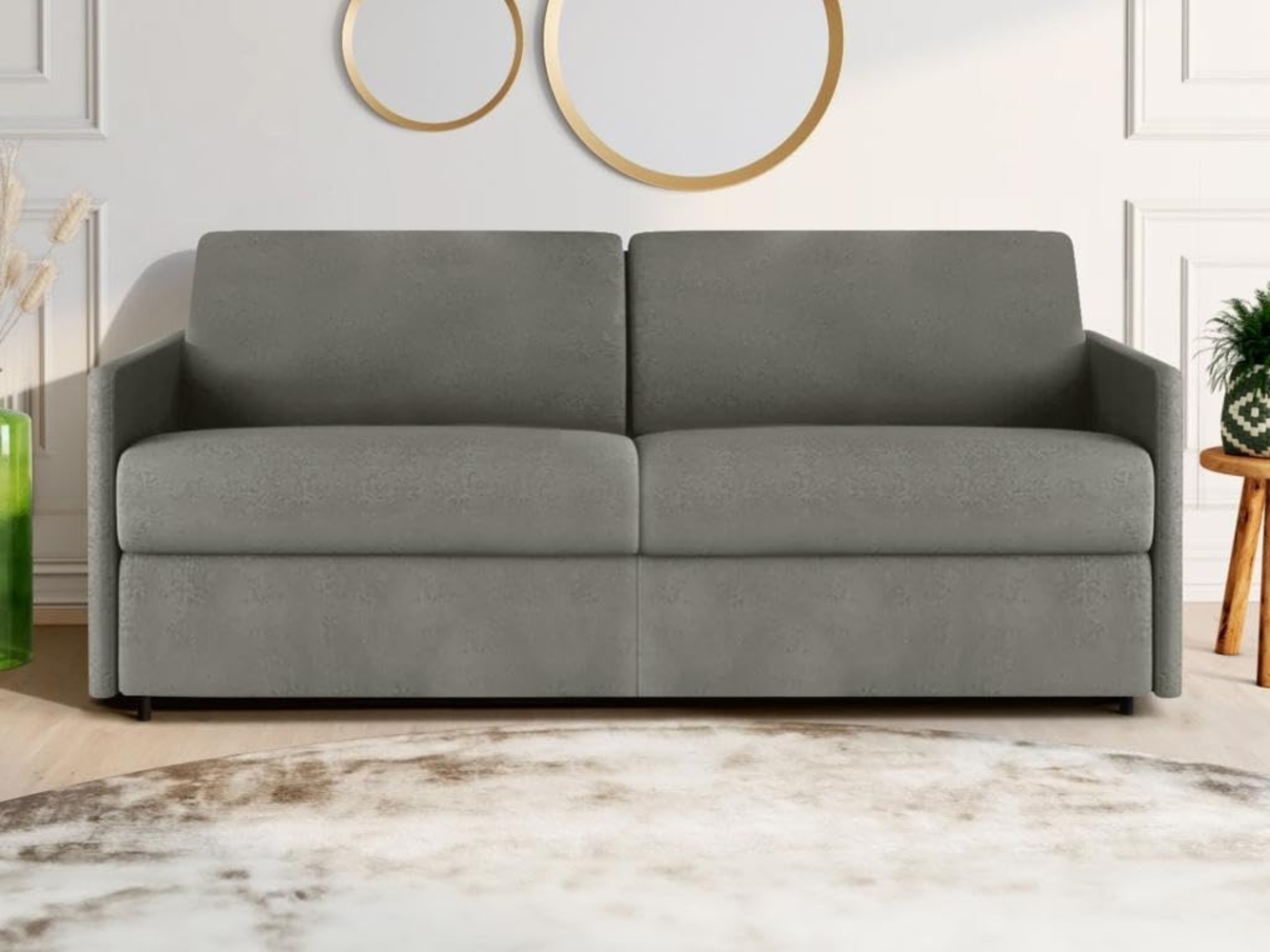 Vente-unique - Schlafsofa 4-Sitzer - Liegefläche: 160 cm - Matratzenhöhe: 22 cm - Stoff - Hellgrau - CALIFE Bild 1