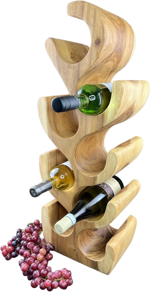 FaHome Weinregal Massiv Holz: Handgefertigter, Edler & Hochwertiger Weinhalter, (50/70/100x27x18) Natur Bild 1