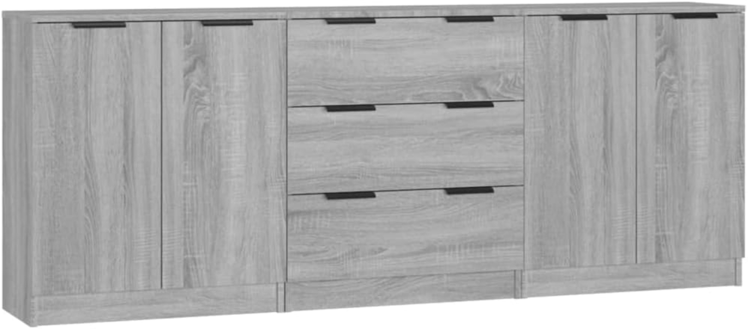 vidaXL 3-tlg. Sideboard Grau Sonoma Eiche-Optik Holzwerkstoff 3115786 Bild 1