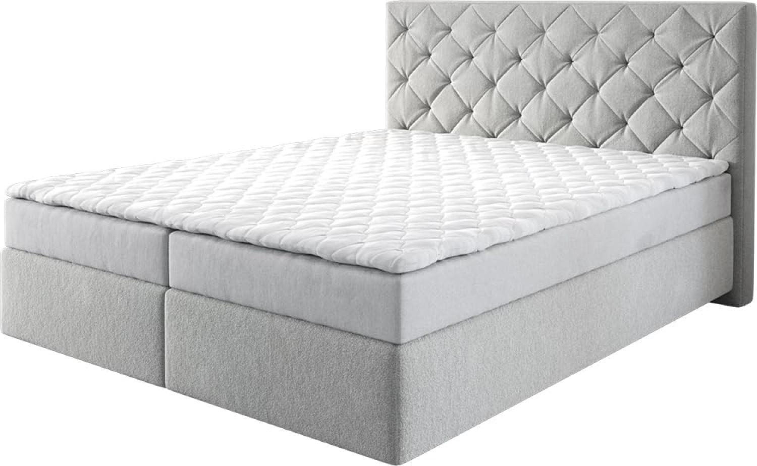 Boxspringbett Dream-Great Mikrofaser Silbergrau 160x200 cm mit Matratze und Topper Bild 1