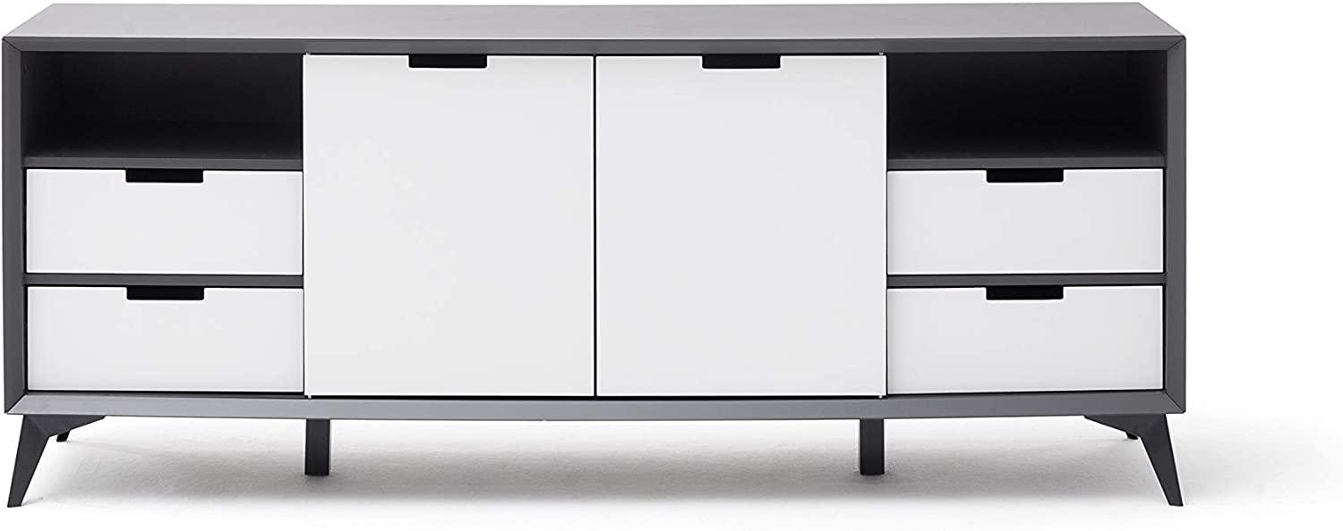 Sideboard Netanja in weiß und grau mit Wechselfronten 180 x 73 cm Bild 1