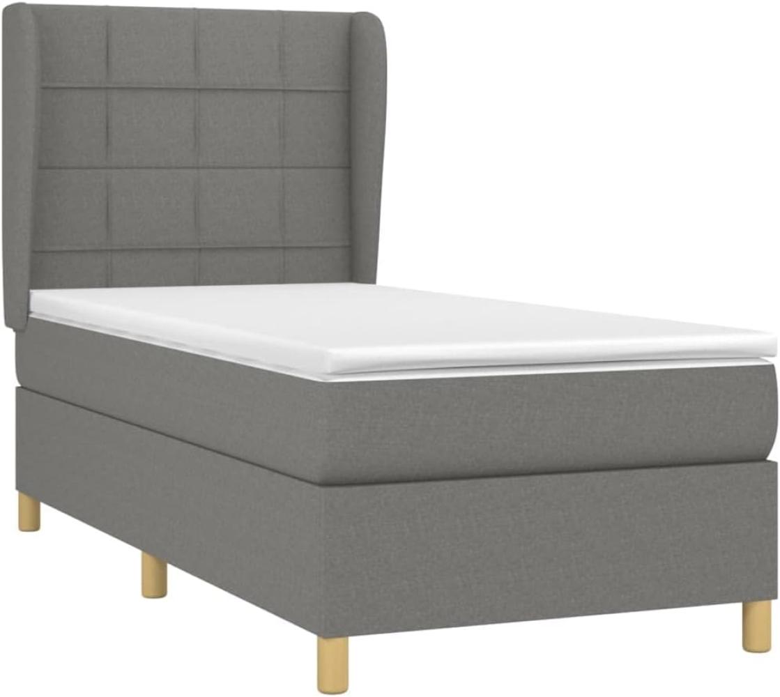 vidaXL Boxspringbett mit Matratze Dunkelgrau 80x200 cm Stoff, Härtegrad: H2 [3128478] Bild 1