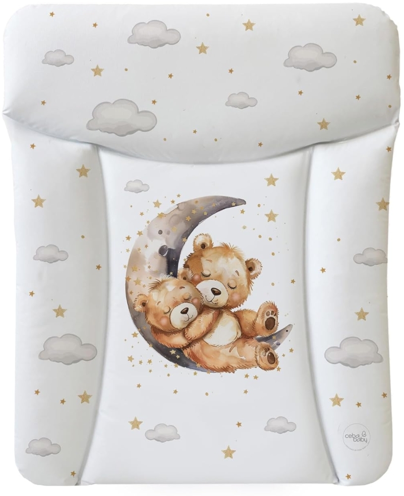 Ceba Baby® weiche Wickelauflage 50x70 cm - Baby Wickelunterlage - Wickeltischauflage für Junge und Mädchen - Wasserdicht, abwaschbar - OEKO-TEX® Standard 100 - Made in EU- Bär auf dem Mond Bild 1